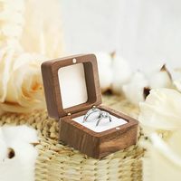 Boîte à bagues en bois 2 fentes, petite boîte à bagues double carrée en bois massif, fiançailles avec boîte de rangement cadeau de bijoux rustique rétro
