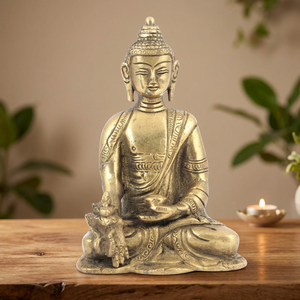 Statuette de Bouddha méditant Amitabha en laiton doré, artisanale et traditionnelle, décoration d'intérieur, cadeau SBA-455 - Product Image 3