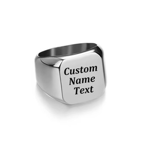 Bague en acier inoxydable carrée géométrique imprimée couleur, style européen <span class=keywords><strong>et</strong></span> américain, personnalisable, tendance, DIY, gravée au laser - Product Image 4
