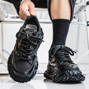Sneakers Chunky da Donna in Pelle Goffrata <span class=keywords><strong>Crema</strong></span> con Rete Traspirante, Suola con Cuscino d'Aria, Lacci Spessi e Antiscivolo - Product Image 4