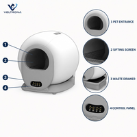 Bac à litière pour chat à nettoyage automatique, toilette intelligente sphérique pour chat avec contrôle par application, tamis et tiroir à déchets, grande taille