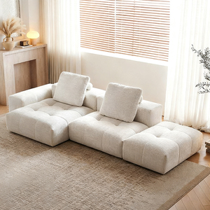 Canapé <span class=keywords><strong>cloud</strong></span> à assise large de style crème, villa moderne, canapé en forme de L pour la maison, élégant, haut de gamme, designer, tissu doux, ensemble de canapé en forme de L - Product Image 3
