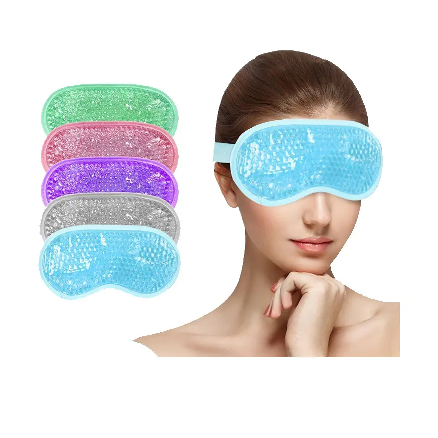 Cold Cooling Eye Mask Reusable Gel Eye Mask Hot Cold Therapy Gel Bead Eye Mask with Plush Backing for Headache