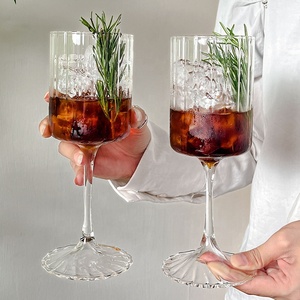 Copa de cóctel alta a rayas verticales Retro soplada a mano de primera calidad, <span class=keywords><strong>vino</strong></span> tinto caliente romántico de gama alta para copa de champán ligeramente Tipsy - Product Image 4