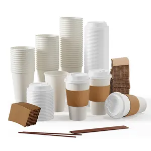 Custom 6 8 10 12 16 20 22oz Single Wall Disposable Paper Coffee Cup With Sleeves