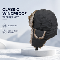 Casquette d'hiver chaude à rabat pour les oreilles, style russe Ushanka, en fausse fourrure, coupe-vent, avec logo personnalisé