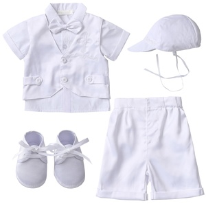 Tenues de baptême personnalisées pour garçons, ensembles pour bébés garçons, cadeaux de baptême, costumes blancs avec chemise habillée, pantalon, broderie croix - Product Image 3