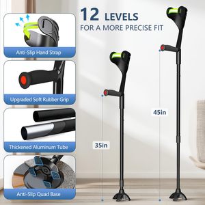 Béquilles en alliage d'aluminium JINDA, capacité de charge de 100 kg, pliables, 12 niveaux réglables, rééducation des fractures, marche assistée - Product Image 4