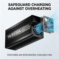 Chargeur de batterie au lithium LiFePO4 14,6 V avec boîtier en aluminium de qualité supérieure pour chariots de golf, camping-cars, bateaux et moteurs de pêche à la traîne 12 V 20 A 100 Ah 200 Ah