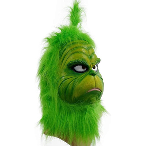 Sombrero y guantes con máscara de monstruo verde, accesorios de Cosplay de <span class=keywords><strong>ladrón</strong></span> de Navidad - Product Image 2