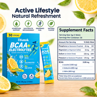 Poudre d'électrolytes BCAA en marque blanche OEM, boîte de 30 sticks, mélange de boisson sans sucre pour l'hydratation et la récupération
