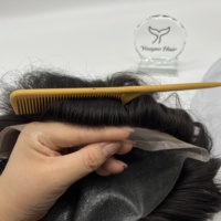 Sistem Rambut Pria Grosir Toupee 100% Rambut Asli India Remy Lace Front Siap Kirim MOQ Rendah 1 Buah Hairpiece