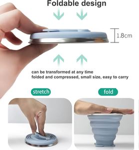 270ml Silicone Collapsible <b>Cup</b> <b>Reusable</b> Travel Mug Lightweight Folding Drinking Container for Hiking Camping Office Daily Use - Product Image 5