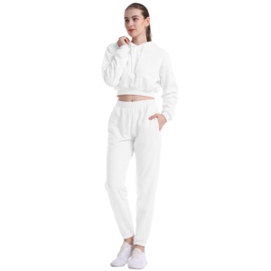 Best Selling Ready to Ship Plus Size Fleece Crop Top Jogger Sets Sweatsuit <strong>Jogging</strong> <strong>Suit</strong> 2 Piece Pants Set Women Tracksuit Sets - Product Image 3