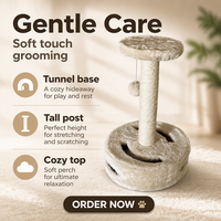 Arbre à chat en bois avec poteau à gratter en sisal, tour d'escalade pour chat d'intérieur, condo multi-niveaux et panier profond pour chats