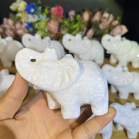 Prix de gros Pierre de guérison Crystal Carvings White Jade Elephant pour la décoration