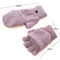 FF3186 Gants en tricot mi-doigts en fausse fourrure, convertibles, pour la conduite par temps froid, le cyclisme, mitaines chaudes d'hiver sans doigts