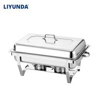 LIYUNDA Chauffe-Plat Rectangulaire en Acier Inoxydable 9L de Haute Qualité pour Buffet, Équipement de Restauration, Fêtes, Mariages, Chauffe-Plat à Alcool