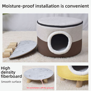 Niedliches zusammen klappbares tragbares Innen-Haustier bett Großes und kleines abnehmbares wasch bares Nest würfel Wasserdichtes Holz für Hunde Katzen - Product Image 5