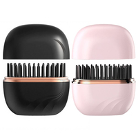 Mini brosse lissante sans fil - Peigne chauffant portable rechargeable, 3 réglages de température, anti-brûlure, chauffe rapide