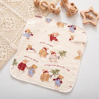 Serviette carrée en gaze de coton froissée réutilisable à 6 couches, à bords renforcés, pour bébé (linge d'épaule et bavoir anti-bave), et lingette douce pour enfants
