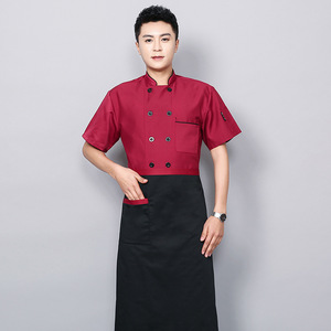 Chef <span class=keywords><strong>vêtements</strong></span> de travail hommes à manches courtes été respirant couleur unie restauration Restaurant cantine hôtel dos <span class=keywords><strong>cuisine</strong></span> Chef <span class=keywords><strong>vêtements</strong></span> - Product Image 3