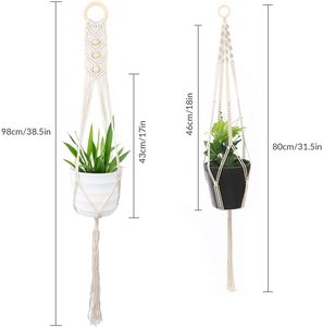 2Pcs <strong>Plant</strong> Holder for Outdoor Indoor Wall Art Cotton Rope Planter Basket Wall Hanging Rope <strong>with</strong> 2 Hanging <strong>Hooks</strong> Flower <strong>Pot</strong> - Product Image 2
