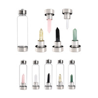 Bouteille d'eau en verre borosilicate naturel cylindrique, haute résistance à la température, colonne de cristal, pointe, baguette, logo