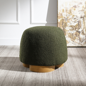 Round Soft Teddy Fabric Upholstered Ottoman <b>Footstool</b> With Padded Seat Modern <b>Pouf</b> For Living Room Or Bedroom - Product Image 3