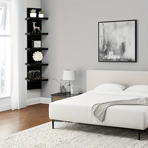 Étagère murale à 5 niveaux, étagère murale décorative, étagères verticales modernes, étagères flottantes pour chambres à coucher, salles de bain - Product Image 5