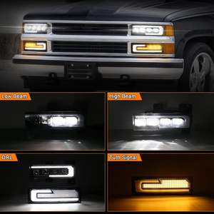 OVOVS Phares LED avec animation de démarrage DRL Clignotant séquentiel Hi/Low Beam pour <span class=keywords><strong>Chevy</strong></span> Suburban <span class=keywords><strong>Silverado</strong></span> 1988-1998 - Product Image 2