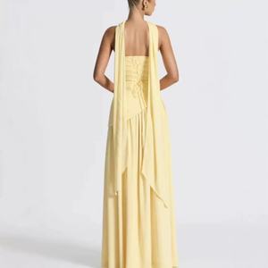 Abito da Donna Estate 2025 <span class=keywords><strong>Casual</strong></span> <span class=keywords><strong>con</strong></span> Spalle Scoperte <span class=keywords><strong>Vestito</strong></span> da Sera <span class=keywords><strong>Lungo</strong></span> <span class=keywords><strong>con</strong></span> Allacciatura Schiena Scoperta e <span class=keywords><strong>Spacco</strong></span> per Feste di Compleanno - Product Image 2