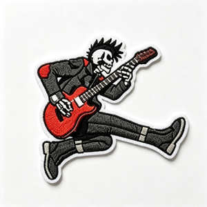 Patch brodé squelette punk rock personnalisé, prix usine, faible MOQ, badges de <span class=keywords><strong>guitare</strong></span> pour vêtements, vestes, streetwear - Product Image 1