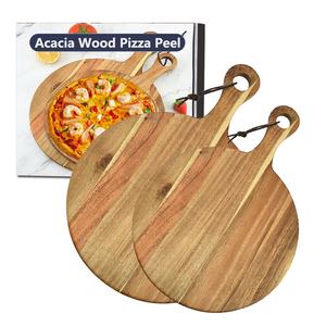 Tagliere da banco Charcuterie carne <span class=keywords><strong>pane</strong></span> che serve cerchio circolare formaggio rotondo Paddle tagliere legno di Acacia <span class=keywords><strong>Pizza</strong></span> Peel - Product Image 1