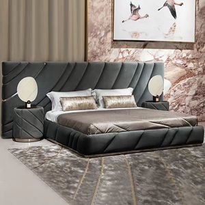 Luxury High-<b>End</b> Master Bedroom Furniture Modern Simple Solid Wood Large Unit <b>Bed</b> Luxury Fabric <b>Bed</b> Set - Product Image 4