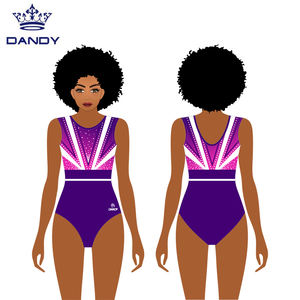 Justaucorps de gymnastique de danse athlétique métallisé à manches longues et vagues brillantes pour filles - Product Image 4