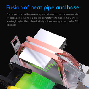 Snowman RGB <span class=keywords><strong>CPU</strong></span> Air Cooler 2 tubos de calor de cobre 120mm Rainbow Fan Compatible Intel LGA1700 para AMD AM5 Socket 3PIN para computadora - Product Image 3