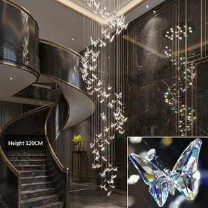 Custom Crystal Butterfly Staircase Chandelier Rotating LED <strong>Silver</strong> Pendant <strong>Lamp</strong> for Hotel Lobby Villa Ceiling Light - Product Image 4