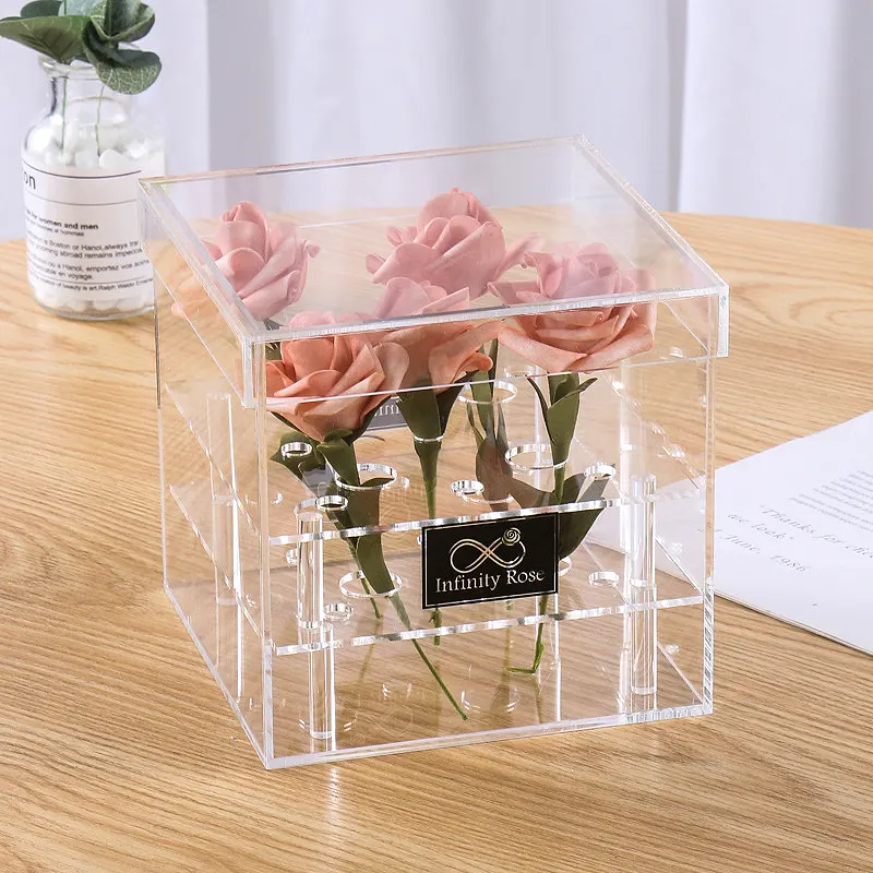Custom High Permeability Acrylic Immortalized Flower Display Box High-grade Gift Transparent Storage Box