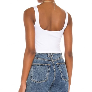 Wholesale High Quality OEM Custom Jersey Short Eco-Friendly Breathable Stretch Women Scoop Neck <b>Crop</b> Tank <b>Top</b> Mujer - Product Image 4