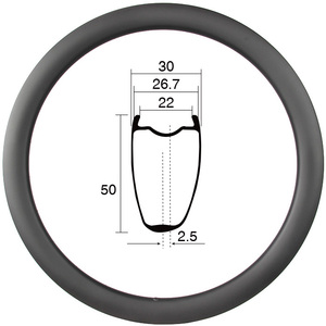 Jantes de vélo de route en carbone ultralégères portables pour course, asymétriques, à disque, largeur 22 mm, profil 50 mm, pièces de vélo de ville RAD50C V2 700C - Product Image 1