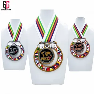 Medalhas de metal personalizadas da fábrica, 15 anos de partida da maratona com colar fita