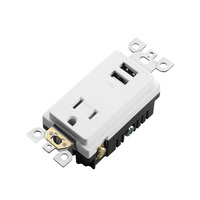 Prise double BAREP 15A 125V anti-effraction, homologuée CULus, ignifuge en PC, avec 2 ports USB-A