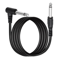 Câble Instrumental 1m 6.35mm Mono Jack 1/4" TRS Tressé Coudé Super Flexible PVC pour Guitare/Microphone/Haut-parleur/HDTV Mâle-Mâle Pur