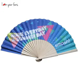 Wholesale Custom Pattern Portuguese Cork Fabric Wooden Ribs Folding Hand Fan