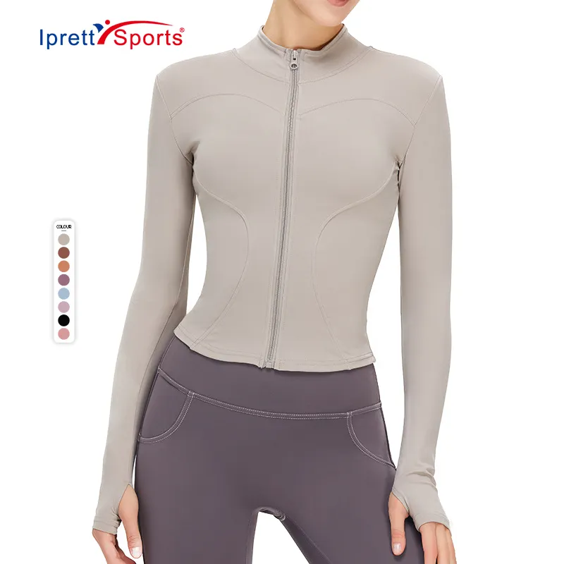 Hot Customize Pull Over Girls Long Sleeve Activewear Running Sport Coat Wholesale Slim Workout Jacket Top Yoga Jackets Women