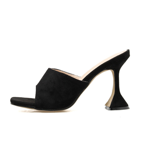Mules à talons en <span class=keywords><strong>verre</strong></span> pour femmes grandes tailles, bout carré, à enfiler, talons hauts, sandales, pantoufles, chaussures pour femmes pour les fêtes - Product Image 4