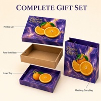 Premium oranje geschenkdoos met draagtas paarse marmerprint op maat gemaakte kartonnen fruitverpakking groothandel