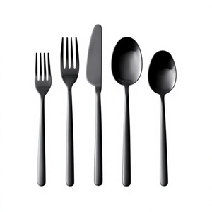 Ensemble de couverts noirs hôtels et restaurants dîner vaisselle en acier inoxydable argenterie réutilisable ensemble de couverts couverts en métal exportation - Product Image 1