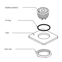 Interrupteur à bouton métallique étanche en acier inoxydable de 22mm avec anneau LED pour ascenseur IP67